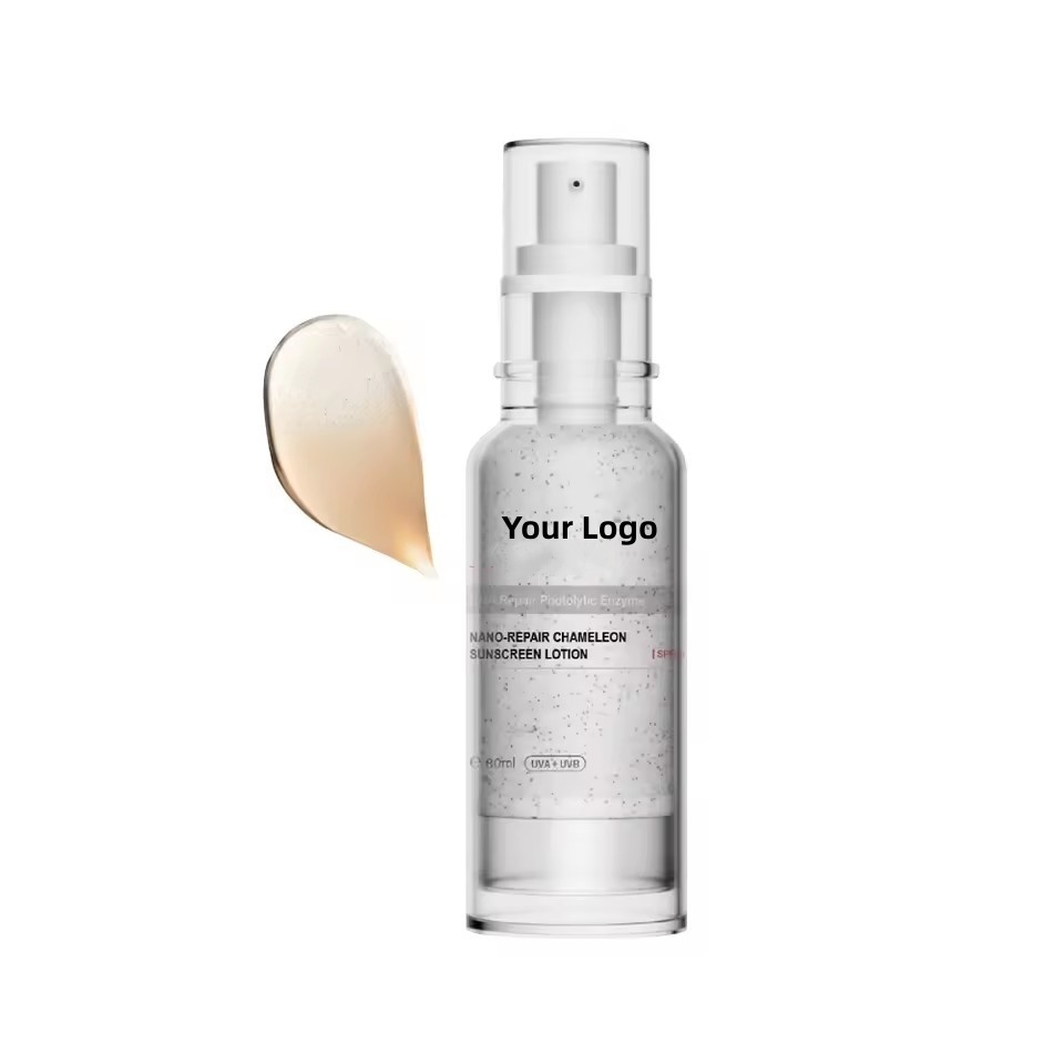 OEM ODM brand customized anti-aging UV coloring sunscreen SPF 50 waterproof physics+facial moisturizer sunscreen lotion