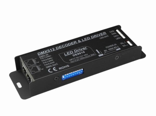 Constant Current 700mA LED RGB DMX Controller , RJ45 Socket DMX512 LED Controller