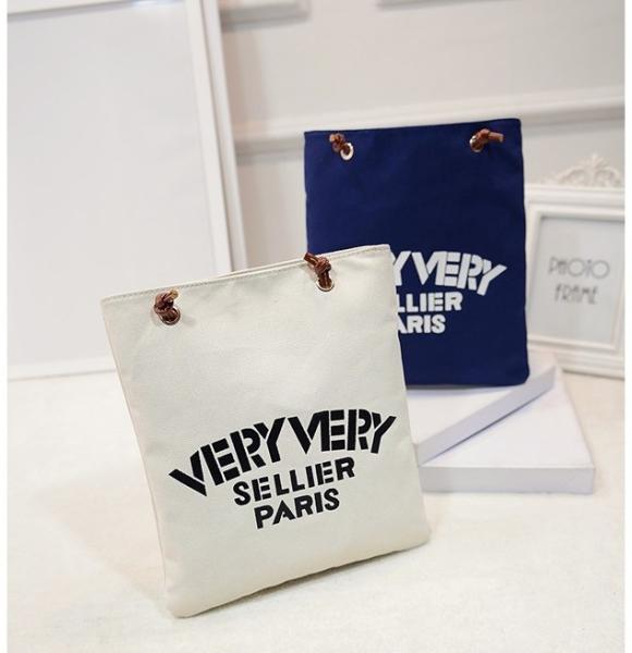 Canvas shoulder bag leisure female bag bucket casual Korean version of the hand-held fashion trend letter