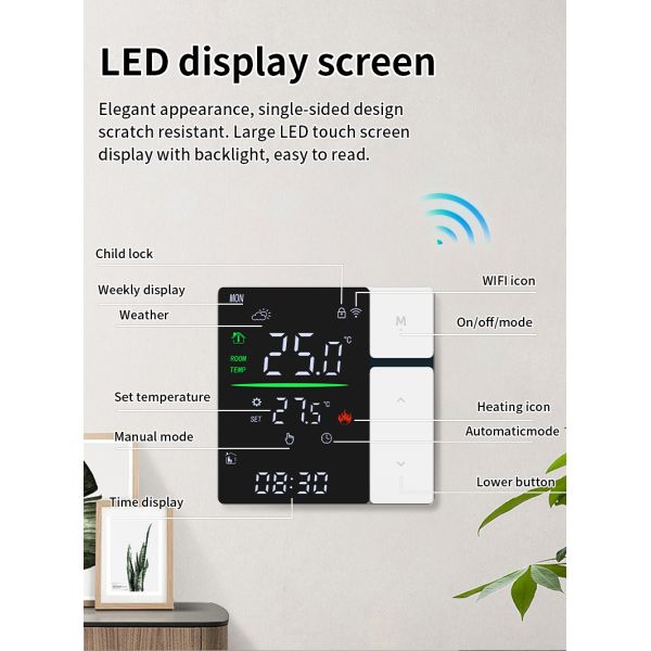 SIXWGH WIFI Smart Thermostat, Voice Control & APP Programmable Thermostat for Electric Heating Water Boiler Home and Office Use