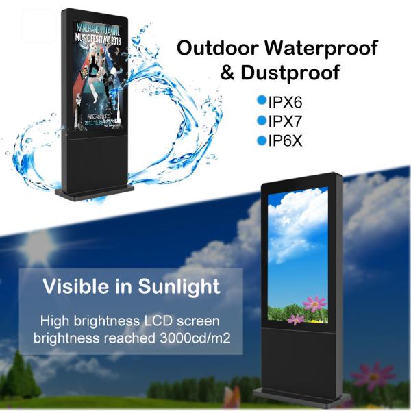Floor Standing LCD Kiosk Displays 55 Inch LCD Screen Advertising Outdoor Waterpoof IP65 IP67