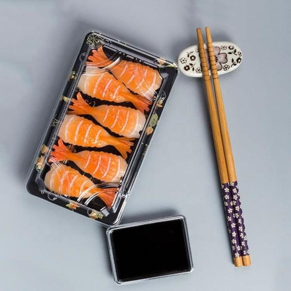 Clear Plastic Blister Thermoforming Rectangular Sushi Box Container Custom Food Grade