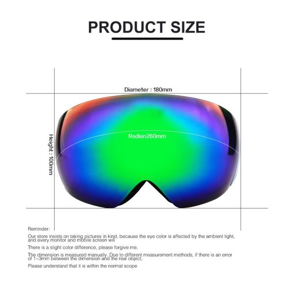 Custom Logo UV400 Anti-Fog Spherical Mirror Snowboard Goggles with 3 Layers Foam