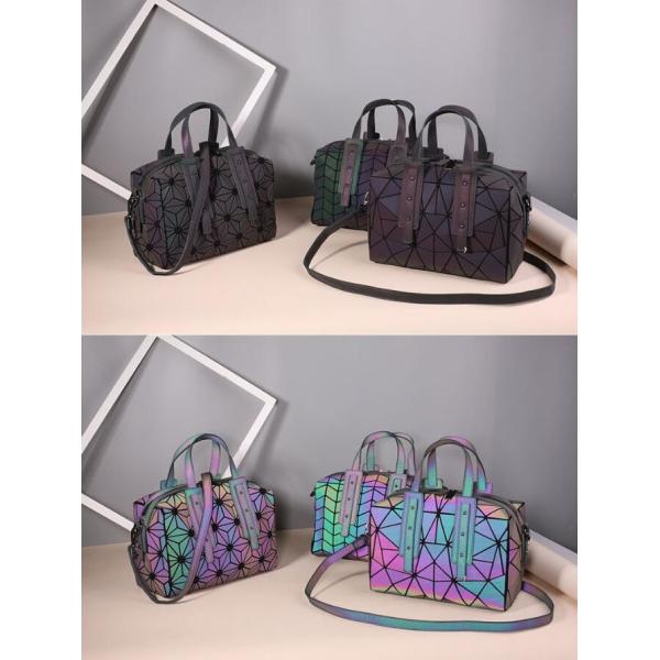 Women Lingge Handbag With Luminous Color Changing And Fashionable Dazzling Diamond Shaped Crossbody Bag