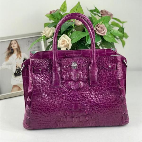 Authentic Crocodile Leather Women Top-handle Handbag Female Large Shoulder Bag Genuine Alligator Skin OL Lady Work Purse