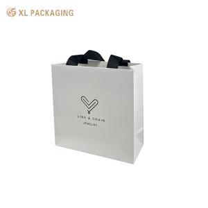 Custom Disposable Hotel Paper Shopping Bags With Cotton Ribbon Handles