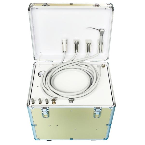 Unidad de entrega dental portátil con sistema de compresión de aire Unidad dental móvil de 550W maleta mini turbina de tratamiento dental
