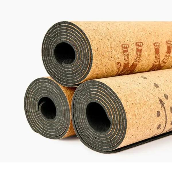 Eco Friendly Cork Alignment Yoga Mat and Block Set Custom Print Rubber Large Thick for Working Out Stretching