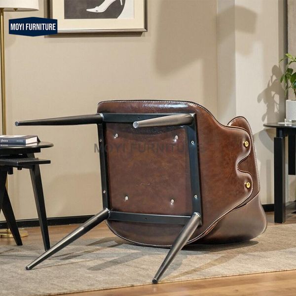Italian Designer Luxury Dining Room Furniture Set Saddle Leather Fabric High Back Dining Chair for Restaurant