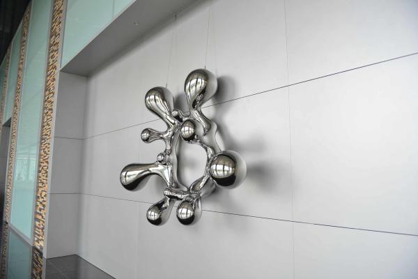 Indoor Mirror Stainless Steel Sculpture Abstract Spray Water Metal Art Decoration