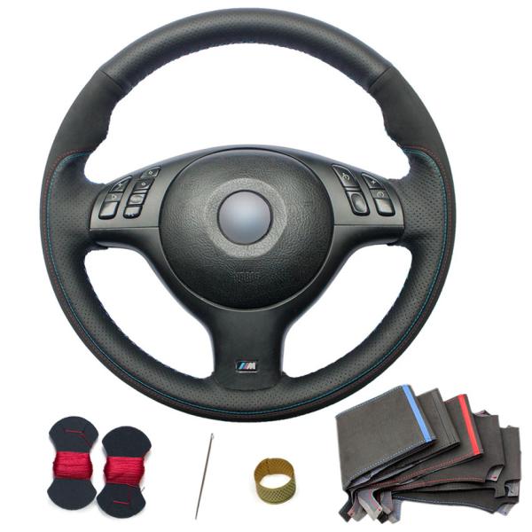 Black Perforated Leather Steering Wheel Cover for BMW E46 E39 330i 540i 525i 530i 330Ci M3 2001-2003
