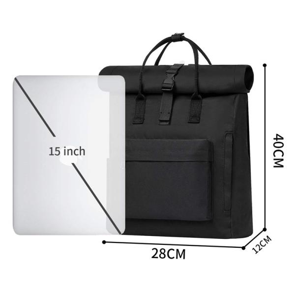Canvas Custom Logo Waterproof Rolltop Bag 40cm Rolltop Laptop Backpack