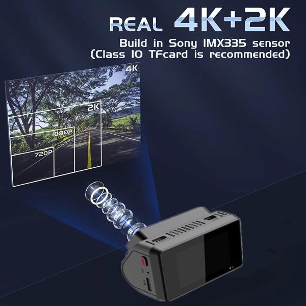 Передний 4K Задний 2K UHD Невидимый видеорегистратор HD 1080p Автомобильный видеорегистратор 24H Мониторинг парковки