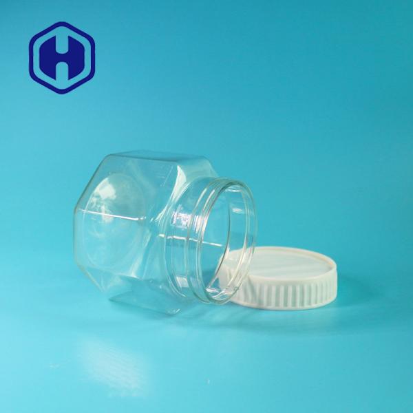 Small Hexagonal 190ml Empty Plastic Food Jars With Lids Sweets Peanuts Rice Beans Packing