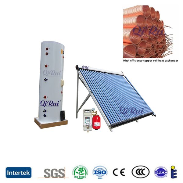 100L-2000L Copper Pipe Heat Exchanger Solar Hot Water Heating Heater System