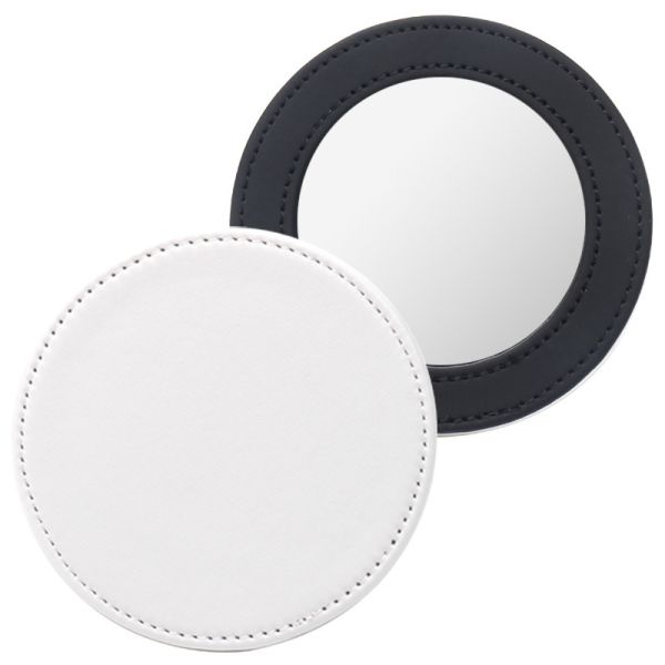 Portable Round Anti Drop Sublimation Leather Wrapped Makeup Mirror Personalized Printing Colored Images And Logos