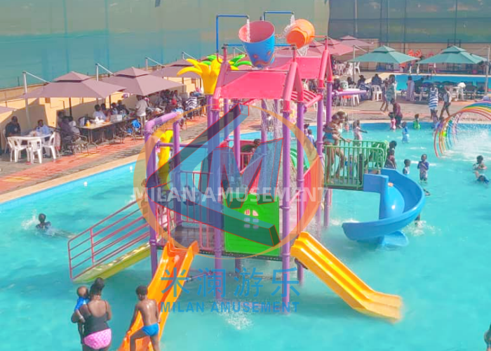 12x7.5m Candy theme Water Park Playground Colorful Fiberglass Slide Material 
