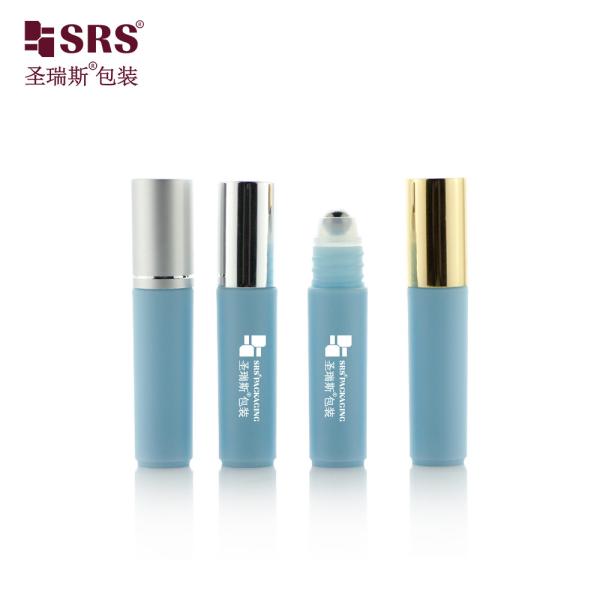 RPA-5ML Blue Empty Plastic Roller Bottle With Silver Top Metal Roller Ball