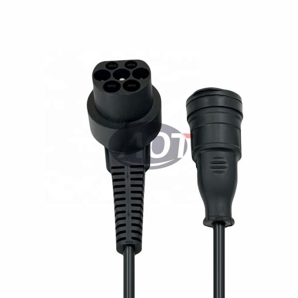 Black EV Adapter Type 2 Male 16A 1 Phase 1 Schuko Socket 0 5M Charger Cable for Electric Motorcycle Anti Theft Cable Black
