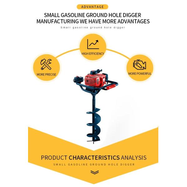 High Digging Power Small Type Garden Hole Tools Gasoline Earth Auger Drill Auger 7-80CM