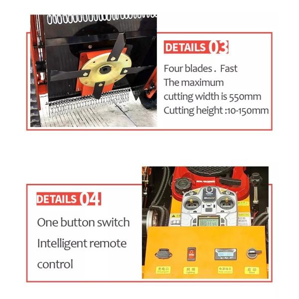 Intelligent Design Farm Lawn Mower Remote Control Crawler Lawn Mower