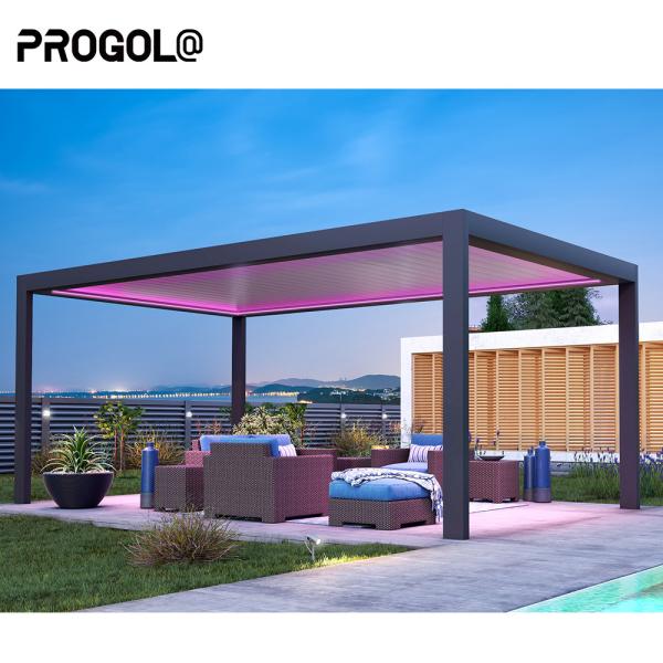 Understated Silver Motorized Aluminum Pergola With Automatic Operation