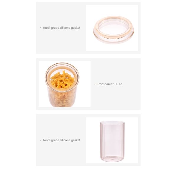 IKOO Factory Supplier 500ml 1000ml 1500ml Color Sprayed Stripe Glass Canister with Food-Grade PS Plastic Lid