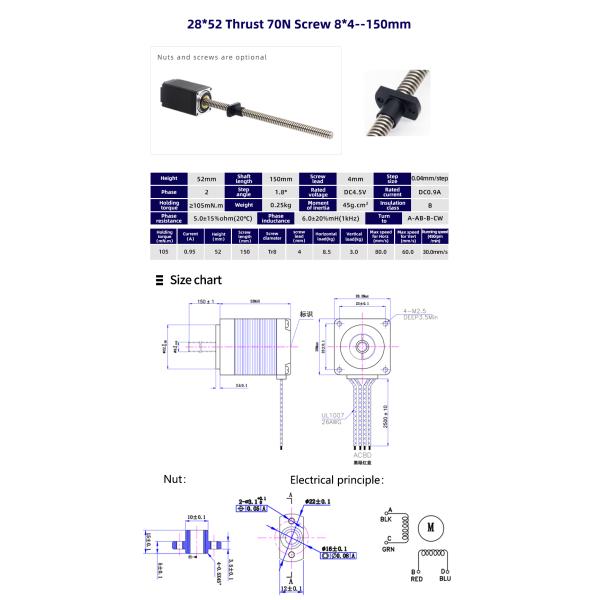 80 Degree Temperature Rise Nema 11 Linear Stepper Motor for Precise Linear Actuation
