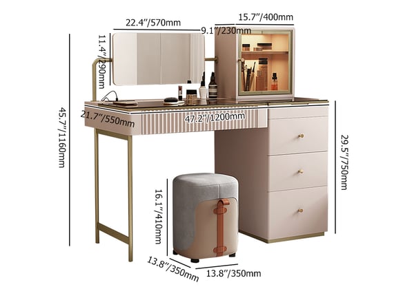 Modern Furniture Wood Vanity Dressing Table Makeup Mirror With Drawers