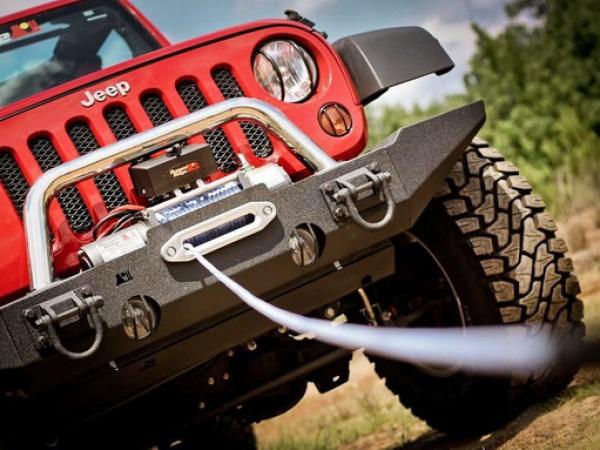Offroad 4WD Winch Rope Towing Strap Synthetic 3/8 100FT Orange for Pulling an Object