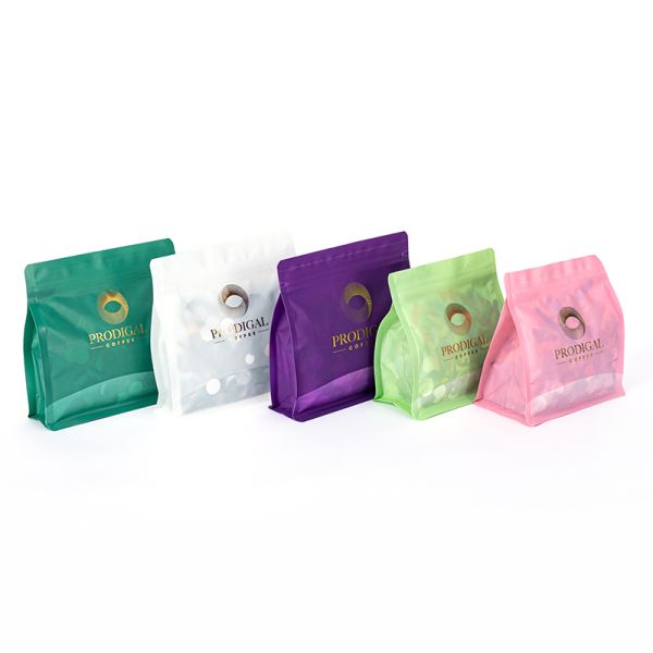Recyclable Materials Food Grade Safety Valve Zipper Square Bottom Plastic Coffee Beans Packing Bags
