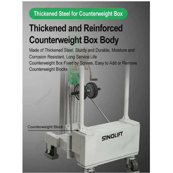 BS01 Balanced Counterweight Manual Hand Winch Crane 150kg, Mobile Floor Crane with Counterweight & Swivel Hook, for Warehouse Workshop Construction