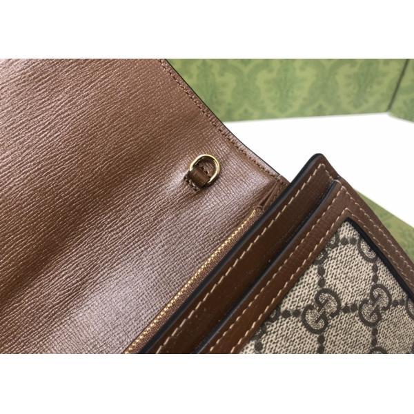 Brown Leather 1961 Series Elegant Chain Bag With Classic Double G Letters