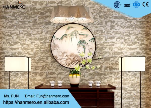 0.53*10m Mould Proof 3D Brick Effect Wall Coverings For TV Background , Stone Pattern