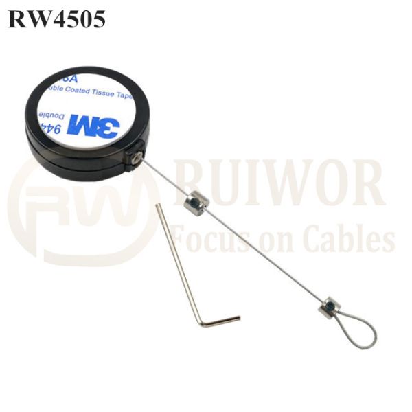 RW4505 Round Mini Display Pull Box Plus Adjustalbe Lasso Loop End By Small Lock And Allen Key