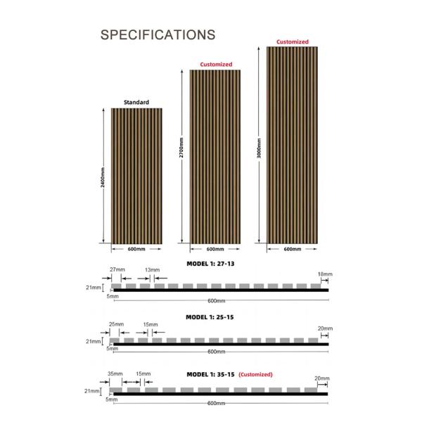 Custom Acoustic Wood Panel Wall 1220x2440mm Black MDF Polyester