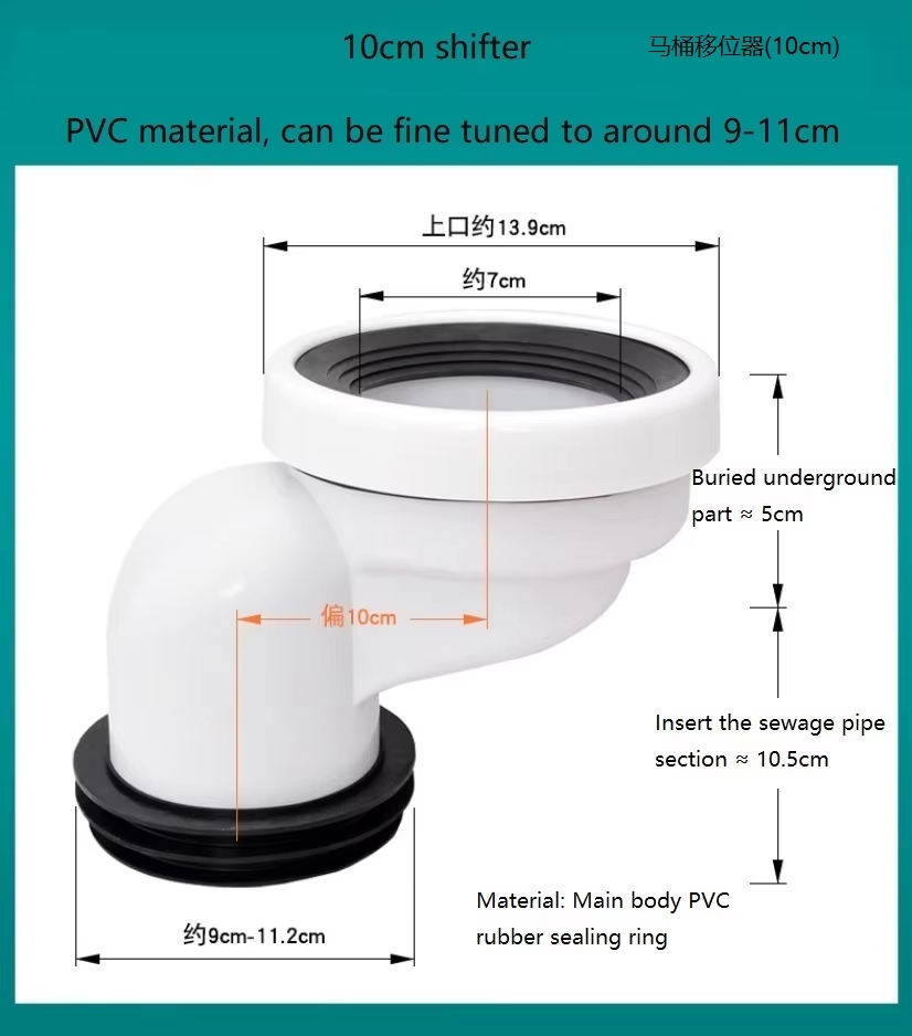Toilet Connection Displacement Pipe Displacement Device; Toilet Seat Toilet Accessory Sewage Pipe Displacement Device