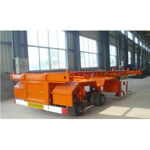 Double Axles Flat Bed Semi Trailer With Dual Line Braking System For Transport