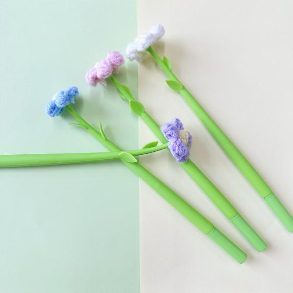 New Silicone Lucky Daisy Neutral Pen Knitted Flowers Creative Gel Ink Pens