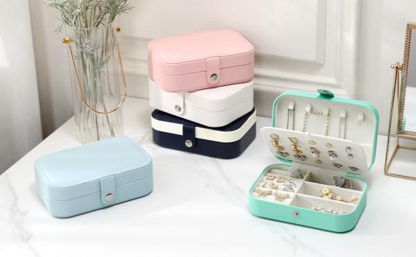 JEWELRY STORAGE BOX SINGLE-LAYER NECKLACE EARRINGS RING PU JEWELRY BOX AMAZON PORTABLE JEWELRY BOX HOUSEHOLD JEWELRY BOX