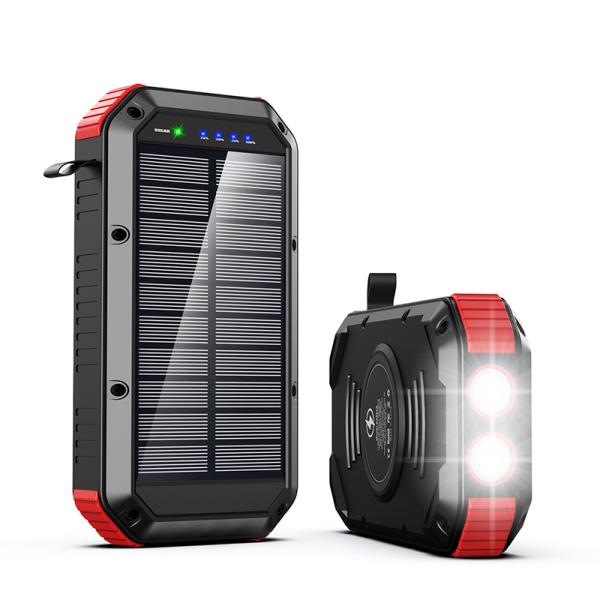 30000mA Solar Wireless Power Bank With LED Camping Light Multi Charge Protocols
