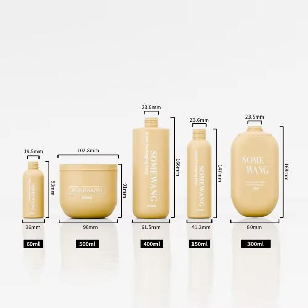 Customized Cosmetic Bottles And Jars Yellow Cosmetic Packaging Set Leak Proof