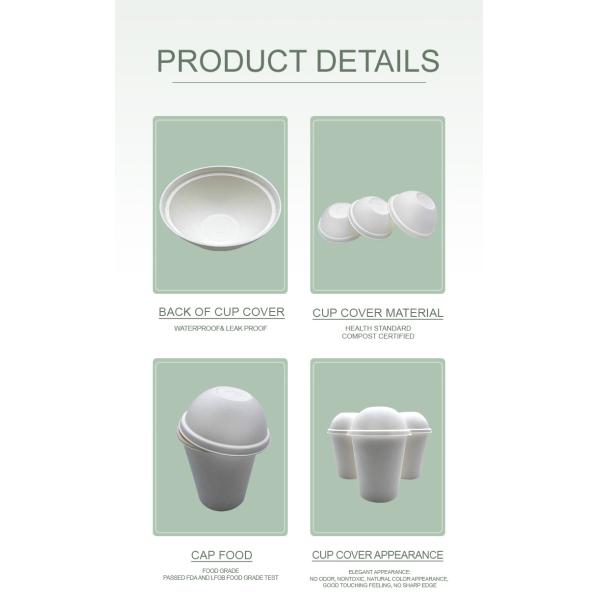 100% Biodegradable Reusable Natural Sugarcane Pulp 80Mm Dome Paper Cup Lids For Coffee Shop