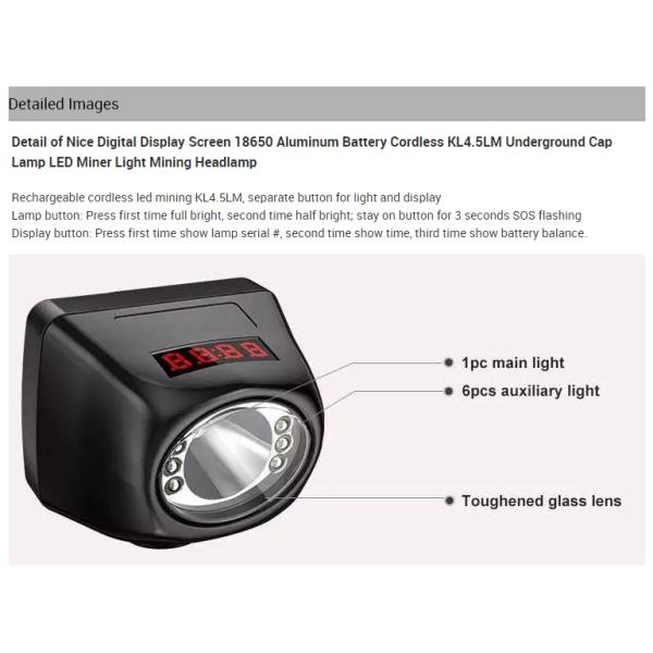 La luz subterránea inalámbrica de la capilla de la batería de aluminio llevó la lámpara de la explotación minera del minero