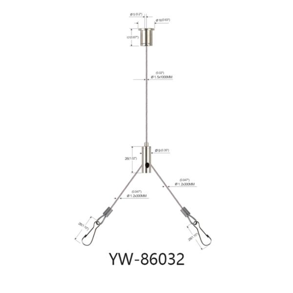 Медные системы YW86032 смертной казни через повешение кабеля потолка пригонок светов панели y СИД материала