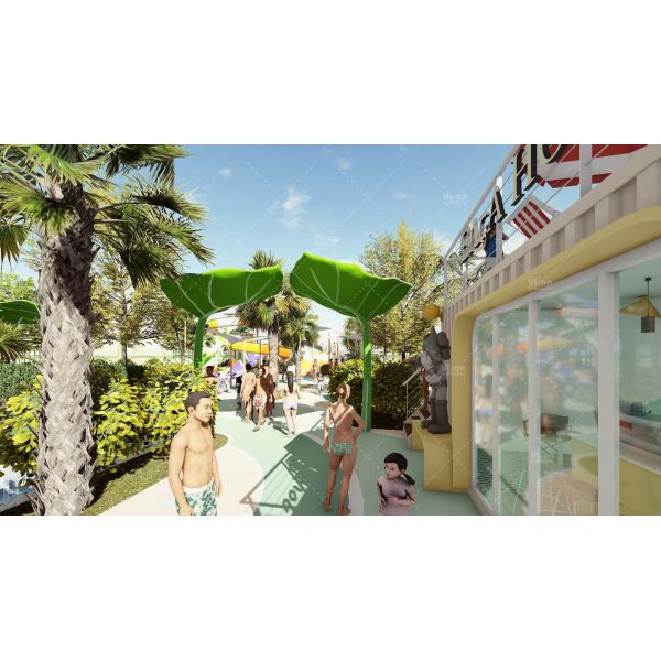 Safe Customized Hotel Resort Aqua Water Park Conceptual Design For Amusement Park