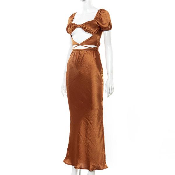 Short Sleeve Strappy Womens Party Maxi Dresses High Waist