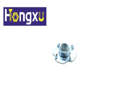 T nut, Four Claw Nail Furniture Nut, Grade 4,All Teeth Pre Embedded Four Legged Nail,Galvanized,Carbon steel