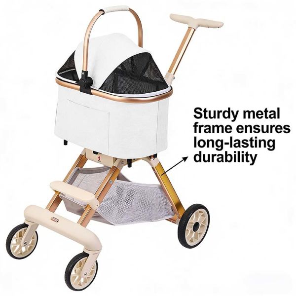 Wholesale Dog Cat Stroller, Foldable Lightweight Travel Trolley, 4-Wheel Safe Breathable Pet Carrier Bulk