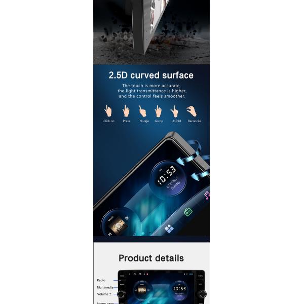 Установка на приборной панели Универсальное 10-дюймовое автомобильное стерео с Android 10.0 OS HDTouch Screen и Bluetooth